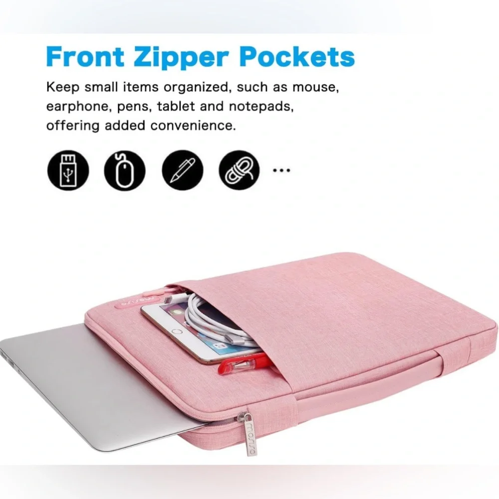 MOSISO || 360 Protective Laptop Sleeve Bag w/ Trolley Belt in Pink 💖NWOT💖